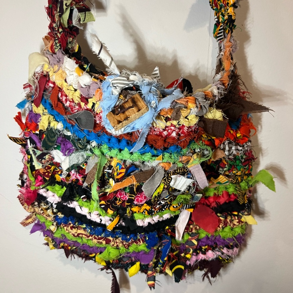 Colorful Rag Shoulder Bag Wearable Art - Picture 2 of 4